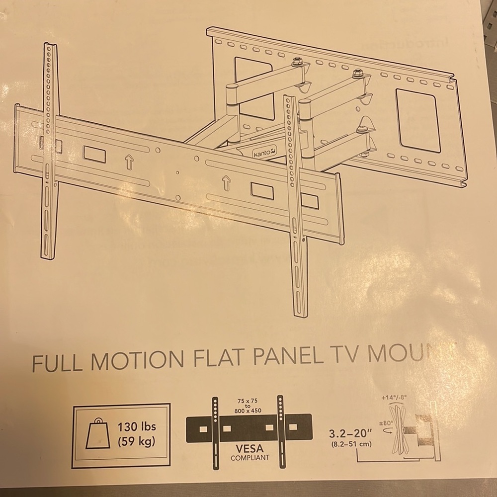 Full motion flat panel tv mount